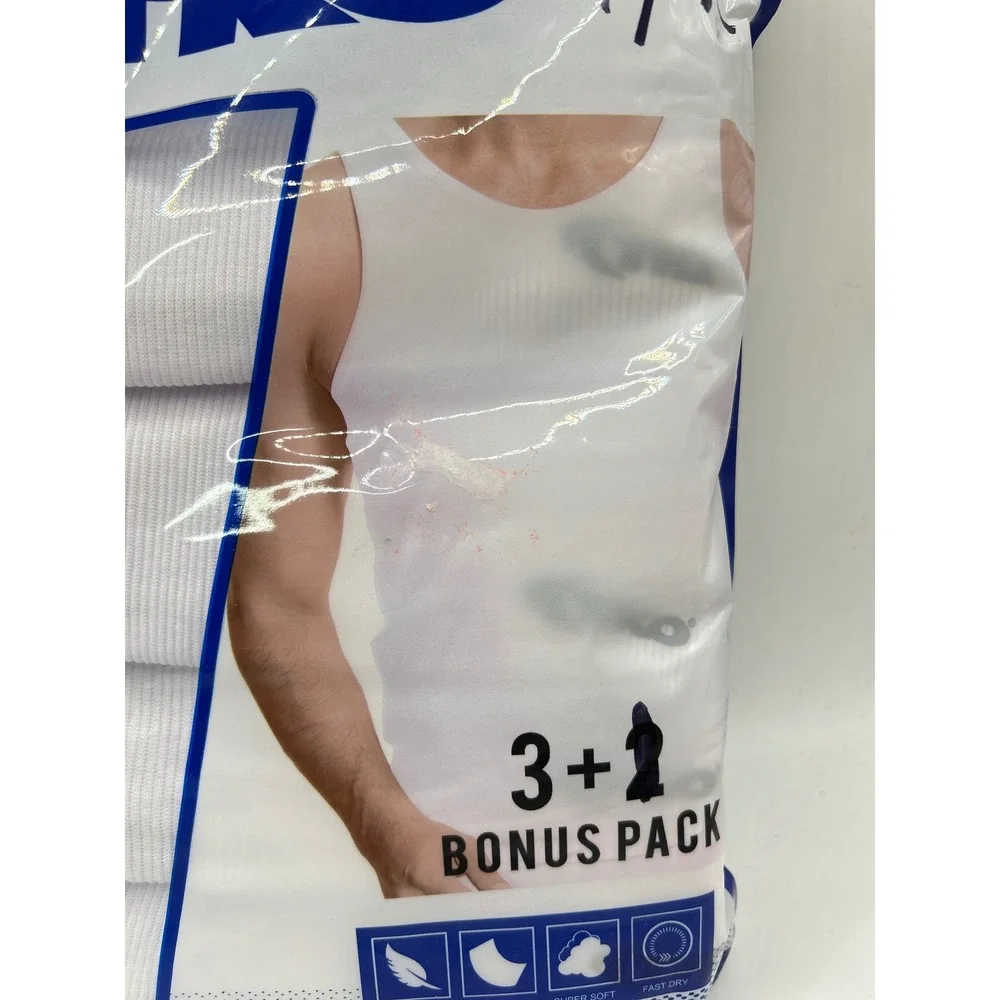 TKO Mens Ribbed Tank Top 4 Pack White‎ Small Cotton Blend Tag Free Undershirt